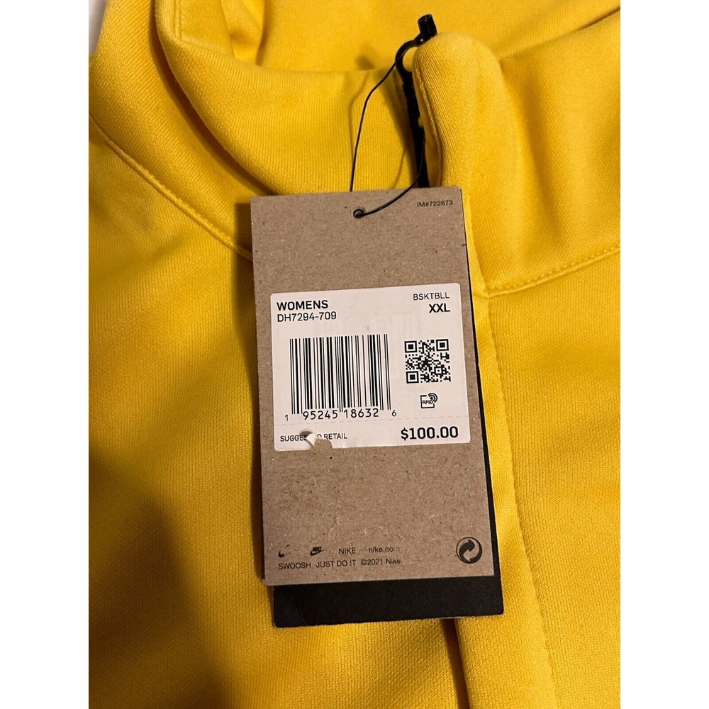 New Nike Women Dri-Fit Vivid Sulfur Yellow Retro Fly Zip Basketball Jacket XXL - Picture 4 of 10